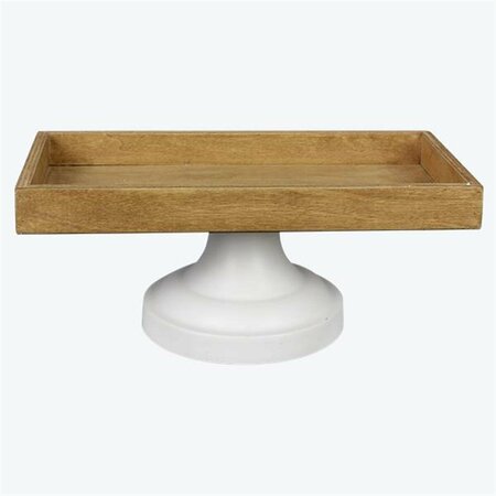 YOUNGS Wood Serving Tray on Pedestal 11595